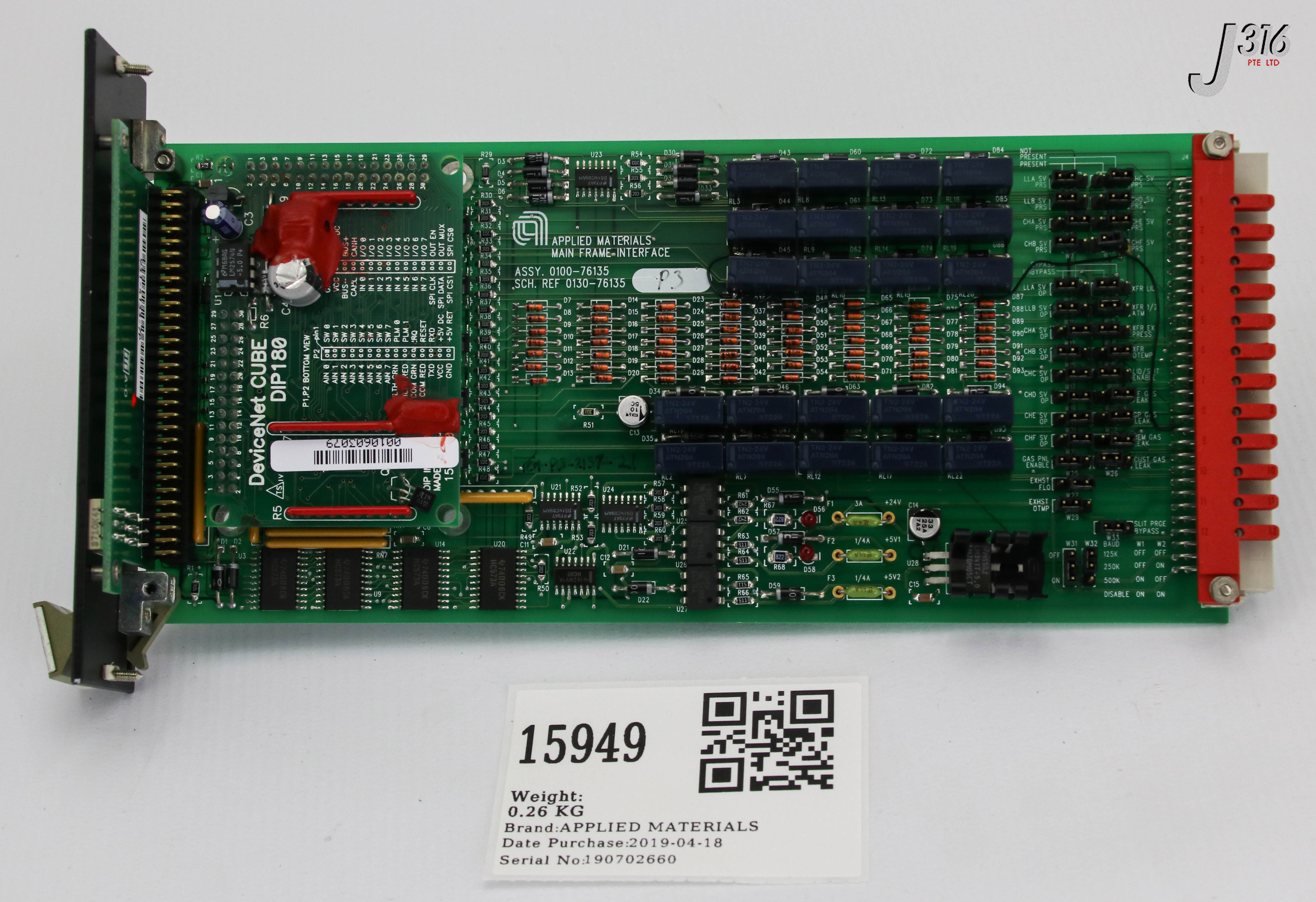 15949 APPLIED MATERIALS PCB MAIN FRAME INTERFACE, 0130-76135